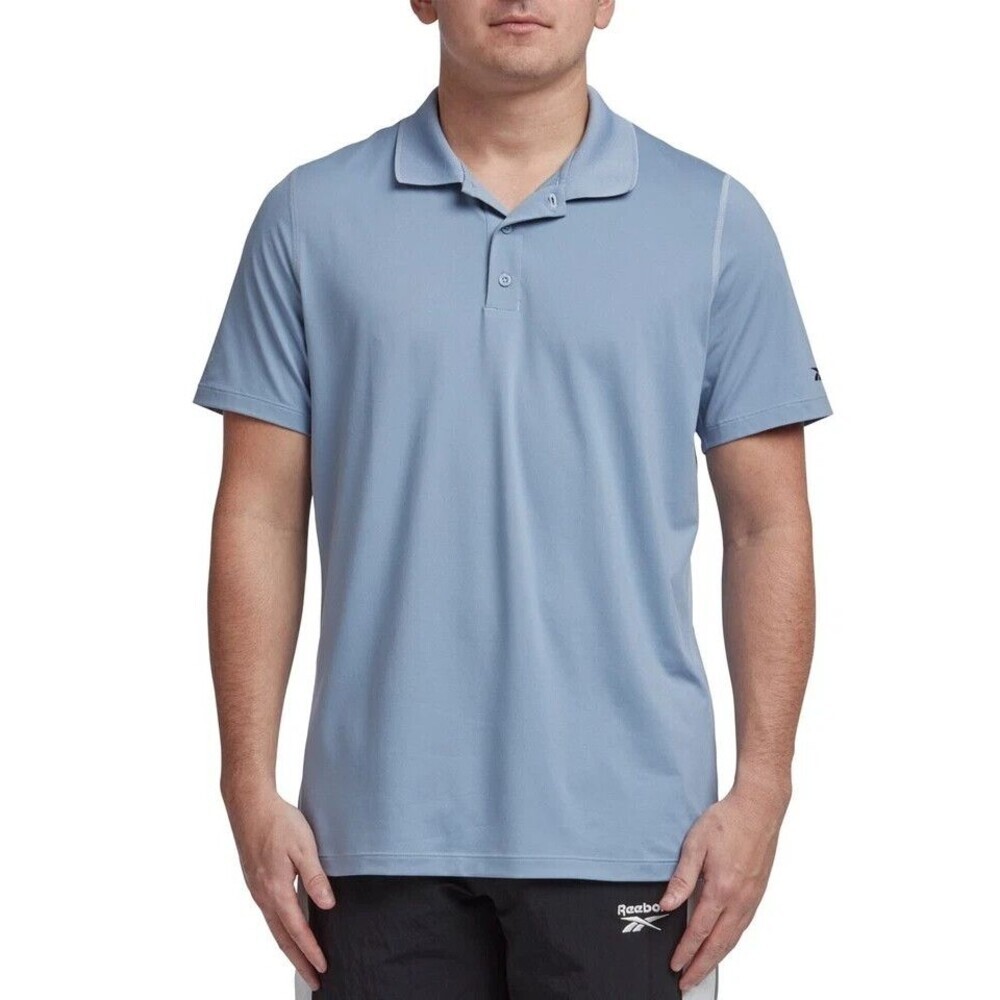 Reebok Men's Short Sleeve Mesh sides Performance Polo Shirt Vintage Blue 2XL